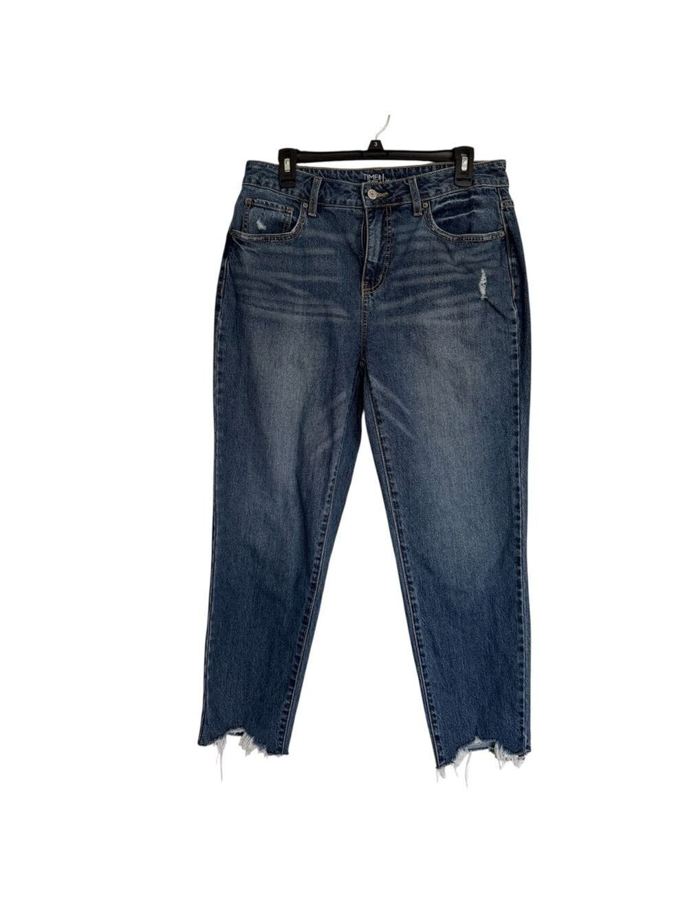 Time and Tru Women's Boyfriend Jeans with Sharkbite Hem Mid-Rise Size 10 - Picture 6 of 11